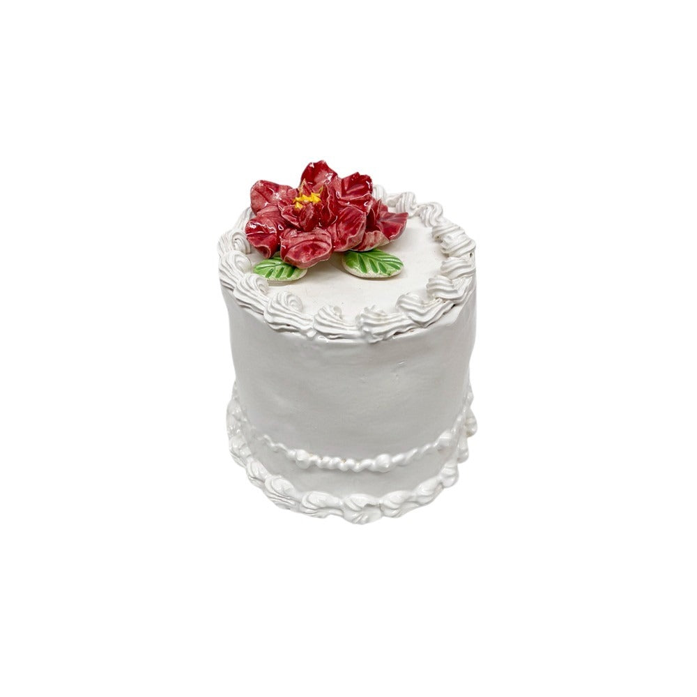 Red Poinsettia Topped Petite Vanilla Cake 37