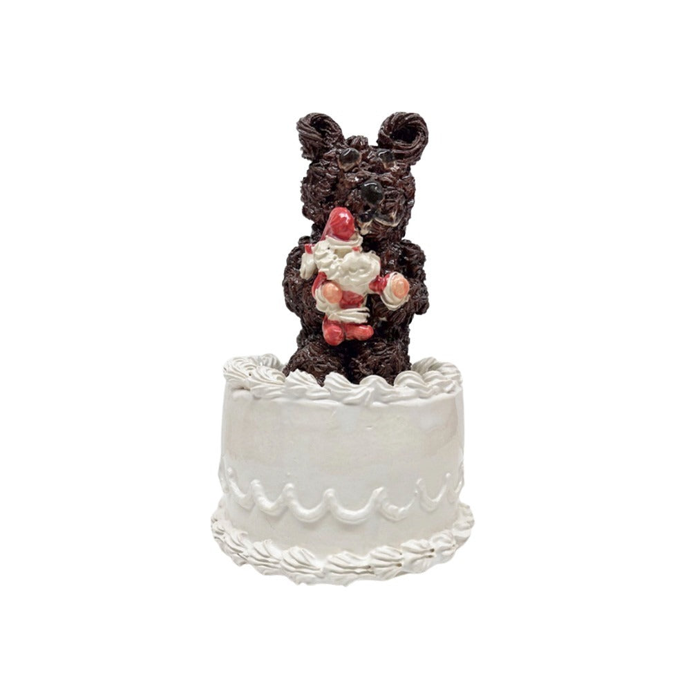 Teddy Bear With Santa Topped Petite Vanilla Cake 36