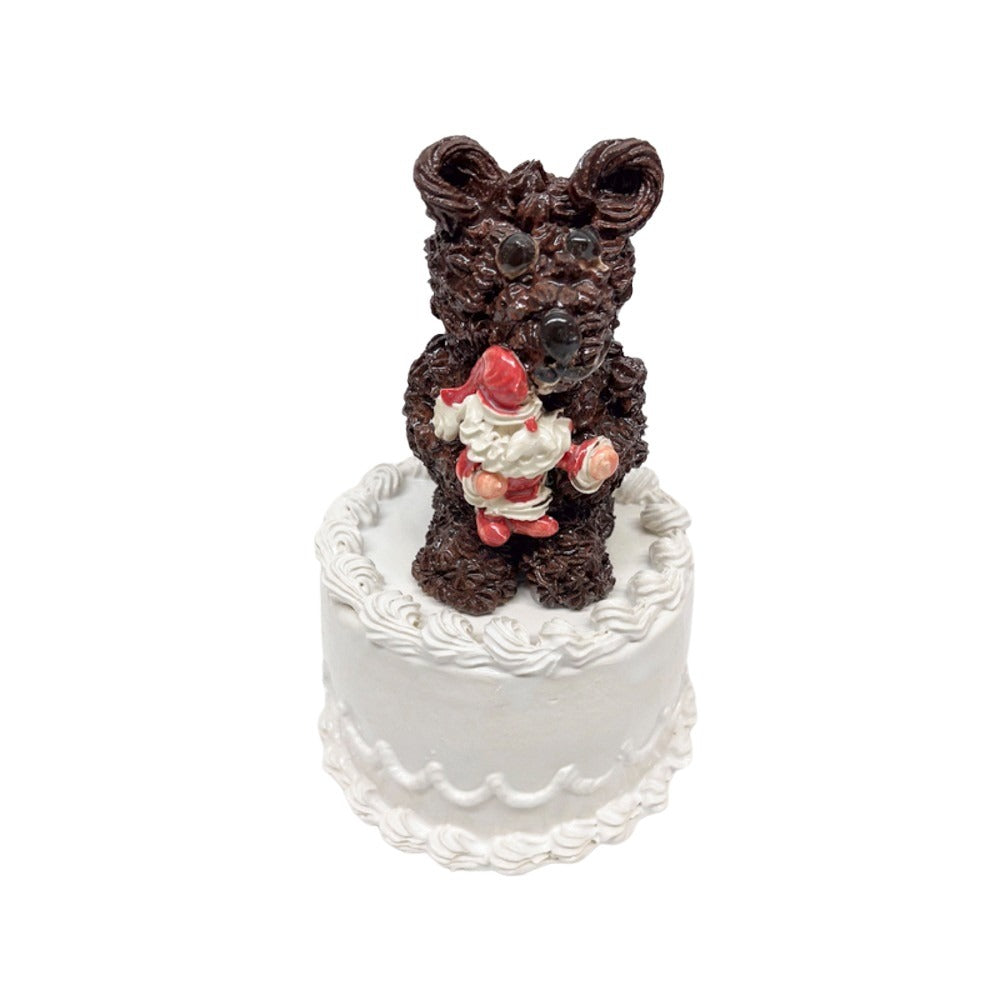 Teddy Bear With Santa Topped Petite Vanilla Cake 36