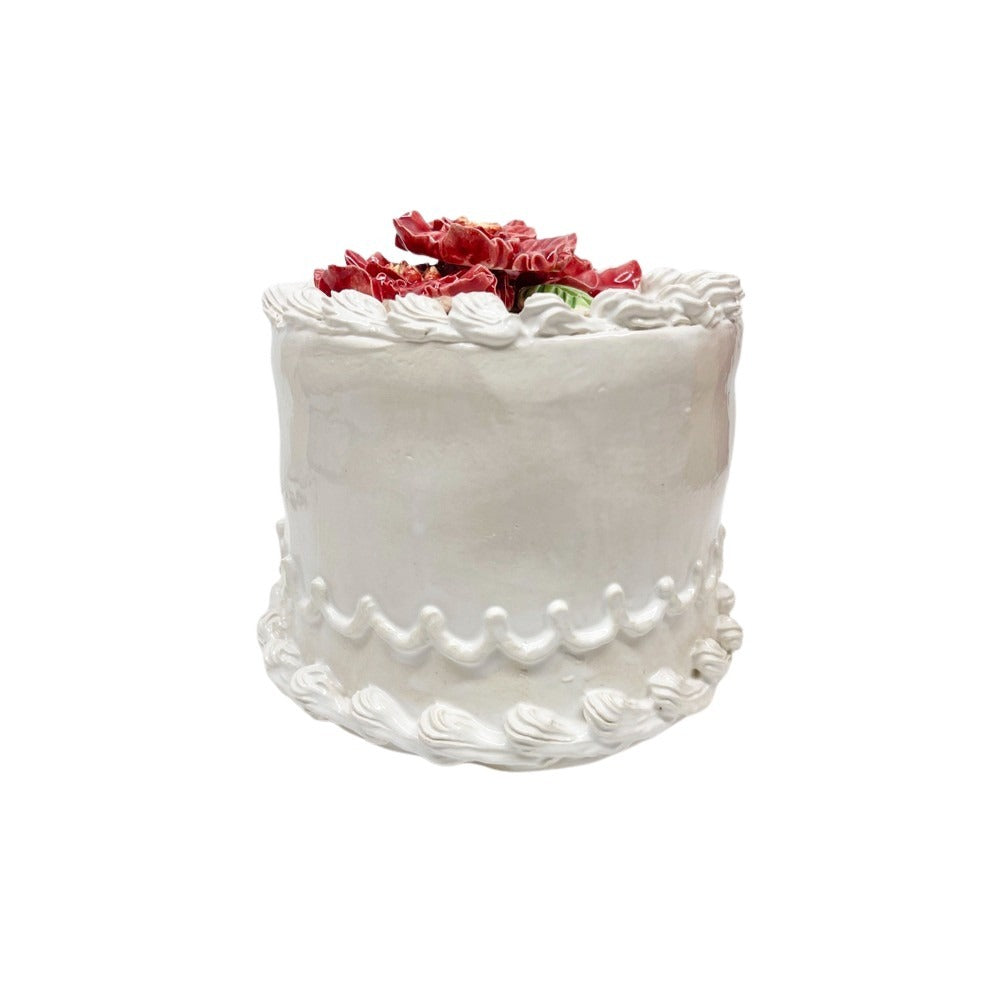 Red Poinsettia Topped Vanilla Cake 42