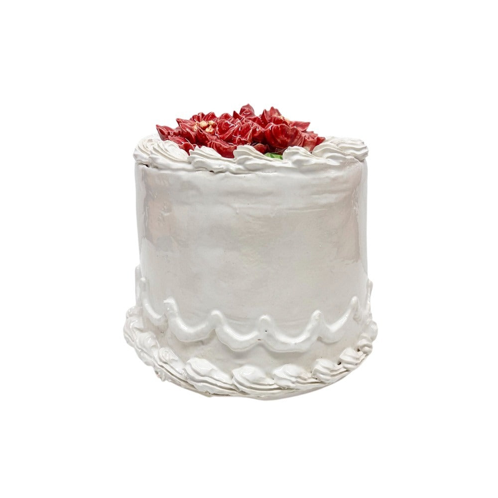 Red Poinsettia Topped Vanilla Cake 43