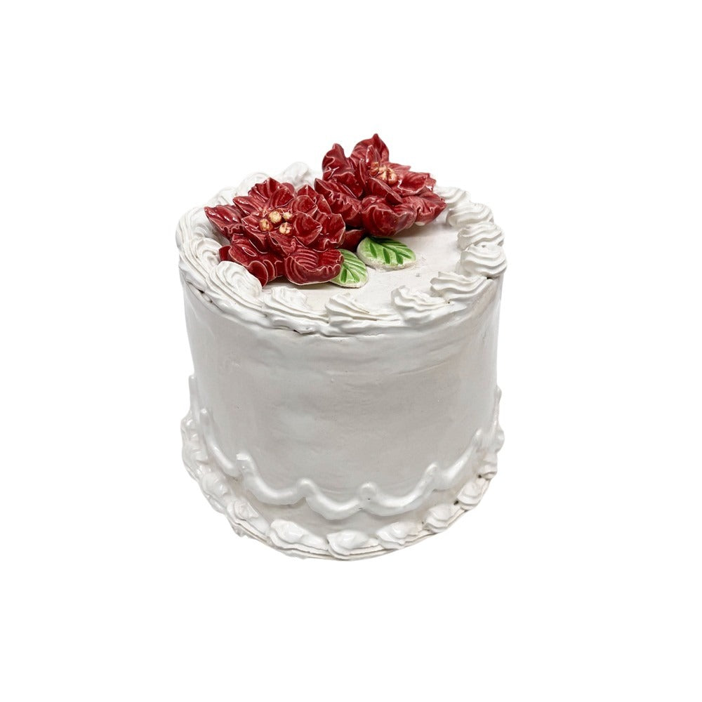 Red Poinsettia Topped Vanilla Cake 43