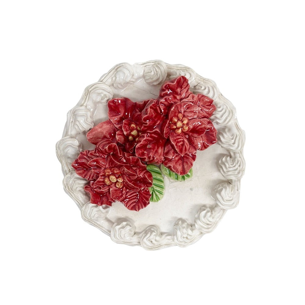 Red Poinsettia Topped Vanilla Cake 43