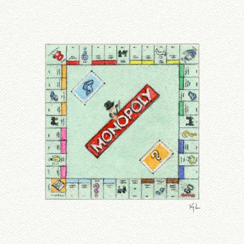 Monopoly Miniature Watercolor Print