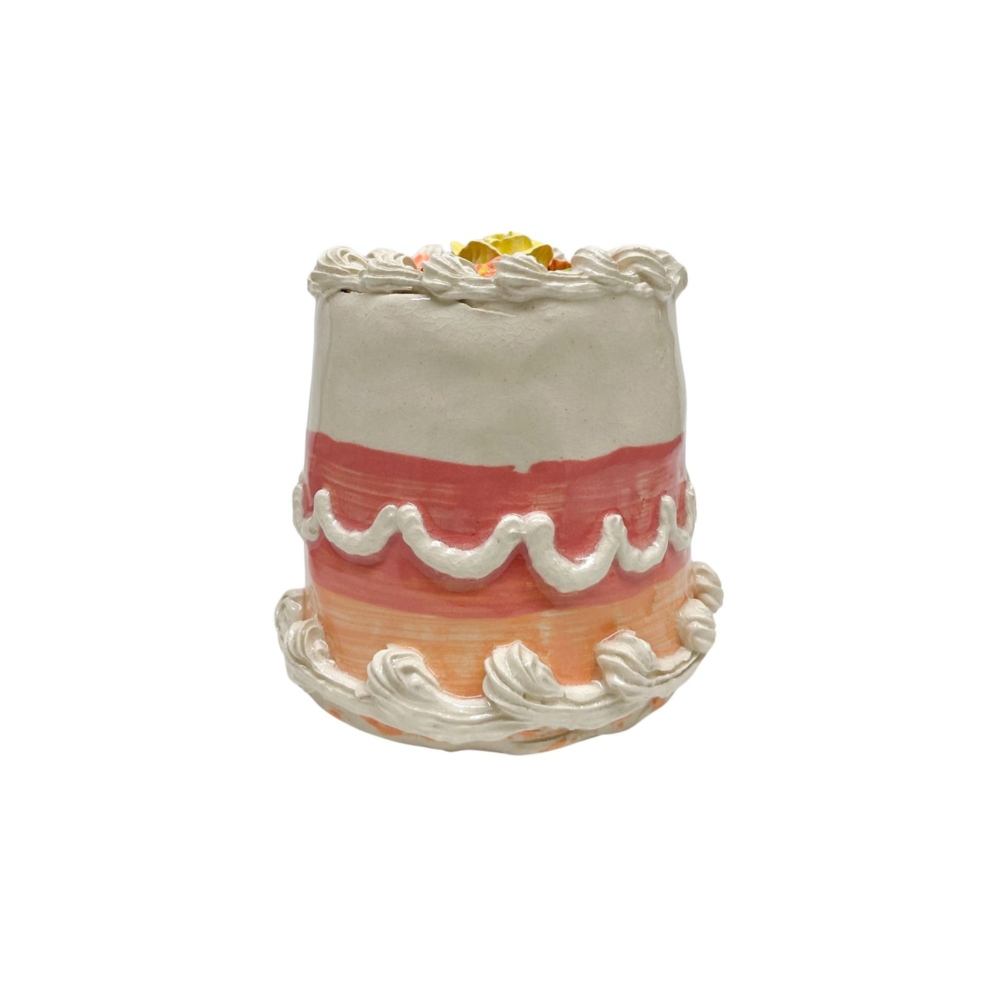 Petite Flower Topped Stripe Cake 10
