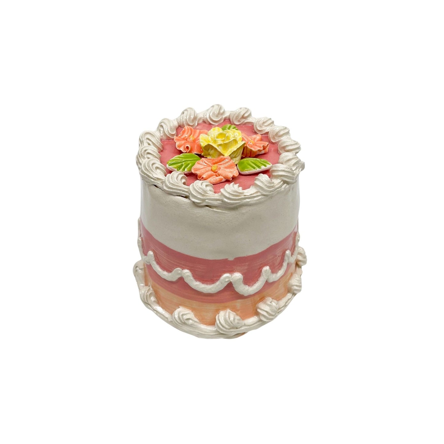 Petite Flower Topped Stripe Cake 10