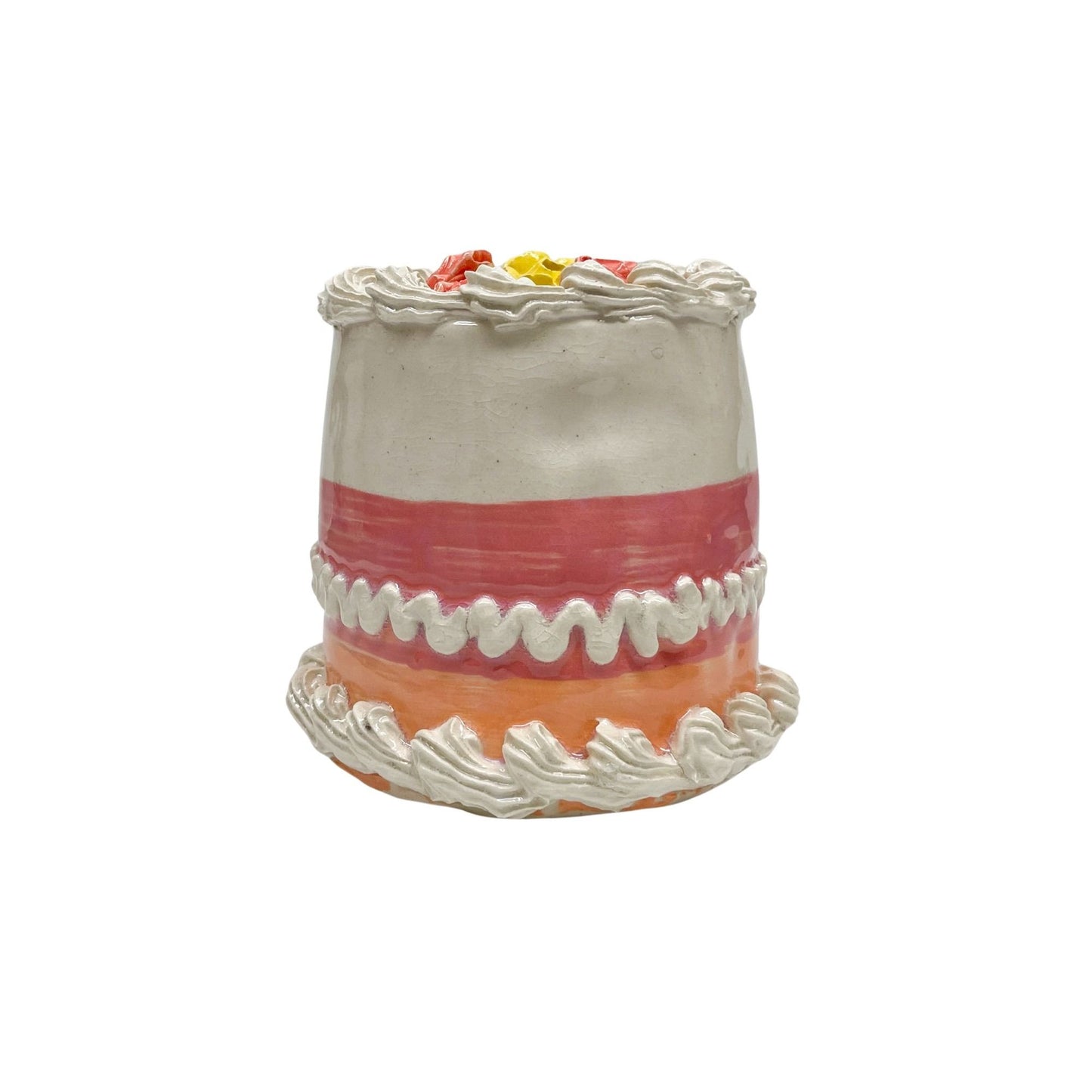 Petite Flower Topped Stripe Cake 9